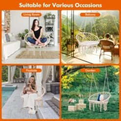 Tangkula Hanging Hammock Chair Macrame Swing Chair With Soft Cushion For Bedroom, Patio, Backyard, Balcony -Tangkula Shop GUEST 835a3ad3 02b9 4fda 8f70 49ef01dfdbf4