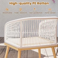 Tangkula 3-Piece Outdoor Patio Bistro Set with PE Wicker Conversation Chairs and Glass Table -Tangkula Shop GUEST 83c4997e a89a 41c1 9939 69af3082ef8c