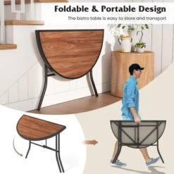 Tangkula Half-Round Folding Event Table Foldable Banquet Table W/ Metal Frame Brown -Tangkula Shop GUEST 83e996e8 ee3d 4166 a103 01ab14fdf908