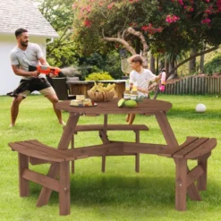 Tangkula 6-Person Round Picnic Table Set W/ 3 Built-in Benches 2" Umbrella Hole 13 Tangkula 6-Person Round Picnic Table Set W/ 3 Built-in Benches 2" Umbrella Hole -Tangkula Shop GUEST 83f49ac6 472e 41dd 8e08 7ea12bd74e4b