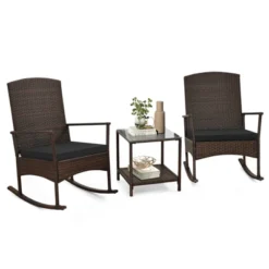 Tangkula 3 PCS Rocking Set Wicker Rocking Chairs W/ 2-Tier Coffee Table Patio Black 17 Tangkula 3 PCS Rocking Set Wicker Rocking Chairs W/ 2-Tier Coffee Table Patio Black -Tangkula Shop GUEST 841d2c29 5739 47d6 9644 0381c84c5d25