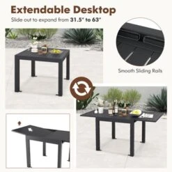 Tangkula Extendable Outdoor Dining Table - 31.5" to 63" Aluminum Patio Table -Tangkula Shop GUEST 842e59a1 3c46 4643 89a6 2751fabff9aa