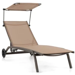 Tangkula Outdoor Chaise Lounge Chair with Adjustable Canopy & Wheels -Tangkula Shop GUEST 8499c85c 7ba1 424e 9359 4bf446686369