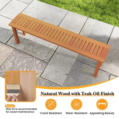 Tangkula Set Of 2 59" Outdoor Wood Bench Patio Dining Bench Backless With Teak Oil Finish & Slat Seat Accent Entryway Bench Farmhouse Bench 1 Tangkula Set Of 2 59" Outdoor Wood Bench Patio Dining Bench Backless With Teak Oil Finish & Slat Seat Accent Entryway Bench Farmhouse Bench