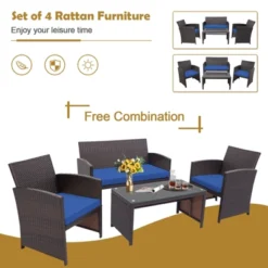 Tangkula 4PCS Outdoor Patio Furniture Sets Weather-Resistant Rattan Sofas W/ Soft Cushion Navy 9 Tangkula 4PCS Outdoor Patio Furniture Sets Weather-Resistant Rattan Sofas W/ Soft Cushion Navy -Tangkula Shop GUEST 84d57adf 4865 4192 afe9 8f35b603ed1a