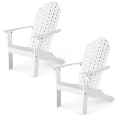 Tangkula 2-Piece Classic Acacia Wood Adirondack Chair Set - White 9 Tangkula 2-Piece Classic Acacia Wood Adirondack Chair Set - White - Image 9