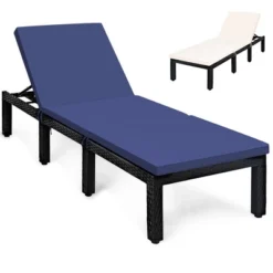 Tangkula Patio Lounge Chair Rattan Chaise W/ Adjustable Navy/Red & Off White Cushioned 14 Tangkula Patio Lounge Chair Rattan Chaise W/ Adjustable Navy/Red & Off White Cushioned -Tangkula Shop GUEST 8522bf67 8429 4ec1 af3d 34df94308c31