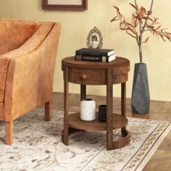 Tangkula 2PCS Nightstand W/ Shelf & Wood Grains Drawer Round End Table For Living Room -Tangkula Shop GUEST 852df9d5 c0e4 46b3 a64d 25829c155ad2