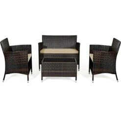 Tangkula 4 PCS Patio Rattan Wicker Furniture Set Outdoor With Cushions -Tangkula Shop GUEST 855b937c 6918 46a6 b768 c93fed0f551b