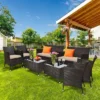Tangkula 8-Piece Patio Rattan Furniture Set with Coffee Tables and Cushioned Sofas