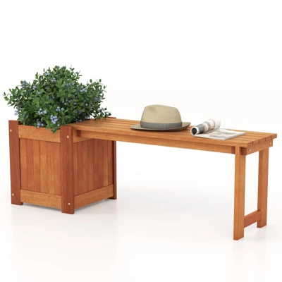 Tangkula 2-in-1 Wooden Garden Bench with Integrated Planter Box 9 Tangkula 2-in-1 Wooden Garden Bench with Integrated Planter Box - Image 9