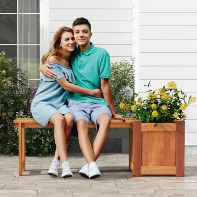 Tangkula 2-in-1 Wooden Garden Bench with Integrated Planter Box 3 Tangkula 2-in-1 Wooden Garden Bench with Integrated Planter Box - Image 3