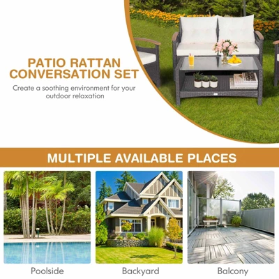 Tangkula 4-Piece Patio Rattan Furniture Set with Cushioned Seating 5 Tangkula 4-Piece Patio Rattan Furniture Set with Cushioned Seating - Image 5