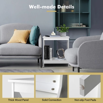 Tangkula Set Of 2 Accent End Table 2-Tier Sofa Side Table Nightstand W/ X-Shaped Frame White 5 Tangkula Set Of 2 Accent End Table 2-Tier Sofa Side Table Nightstand W/ X-Shaped Frame White - Image 5