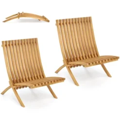 Tangkula 2 PCS Folding Patio Chair Teak Wood Outdoor Lounge Chair W/ Slatted Seat & Backrest -Tangkula Shop GUEST 867eba57 40f4 467e 9c0e 771c37f760d9