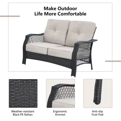 Tangkula 4-Piece Patio Rattan Furniture Set - Outdoor Conversation Set 8 Tangkula 4-Piece Patio Rattan Furniture Set - Outdoor Conversation Set - Image 8