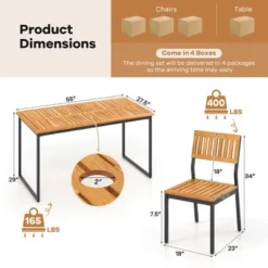 Tangkula 7 PCS Outdoor Dining Set For 6 Acacia Wood Rectangular Table & 6 Armless Chairs -Tangkula Shop GUEST 868b1169 1fd8 49d4 8b4d 5d762853a991