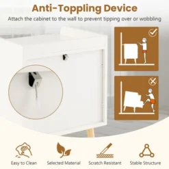 Tangkula Modern Nightstand End Bedside Table W/ 3 Rattan Drawers & Solid Wood Legs White -Tangkula Shop GUEST 86b8c56b 4a34 4367 b17f 824300228281