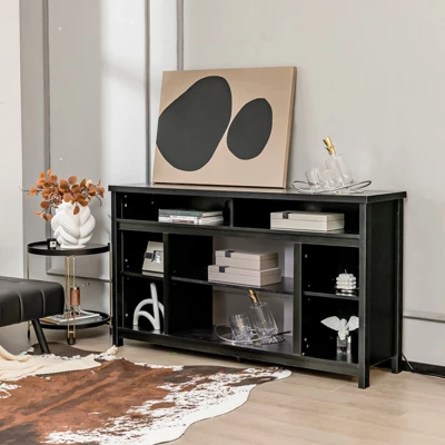 Tangkula 58" TV Stand Entertainment Console Center W/ Adjustable Open Shelves Up To 65" 2 Tangkula 58" TV Stand Entertainment Console Center W/ Adjustable Open Shelves Up To 65" - Image 2