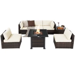 Tangkula 7-Piece Outdoor Rattan Sectional Sofa Set with 50,000 BTU Propane Fire Pit Table 23 Tangkula 7-Piece Outdoor Rattan Sectional Sofa Set with 50,000 BTU Propane Fire Pit Table -Tangkula Shop GUEST 8720a6f6 af0c 42a8 ac4c 7a3ac026386d