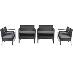 Tangkula 8-Piece Outdoor Rattan Conversation Set with 2 Loveseats, 4 Chairs, and 2 Tables -Tangkula Shop GUEST 87335cd8 876a 4a3c a88a 649e3bcc9772