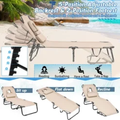 Tangkula 5-Position Lounge Chair Adjustable Beach Chaise W/ Face Cavity & Pillows -Tangkula Shop GUEST 8736924d e563 467e 8c23 38611981fc71