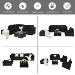 Tangkula 6-Piece Rattan Outdoor Sectional Sofa Set - Modern Patio Furniture with Black Cushions 11 Tangkula 6-Piece Rattan Outdoor Sectional Sofa Set - Modern Patio Furniture with Black Cushions -Tangkula Shop GUEST 877ba0d3 13b7 4377 87d6 3ddf5b46098b