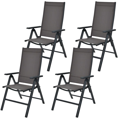 Tangkula 4 Pack Folding Patio Dining Chairs, 7-Position Adjustable Reclining Gray 5 Tangkula 4 Pack Folding Patio Dining Chairs, 7-Position Adjustable Reclining Gray - Image 5