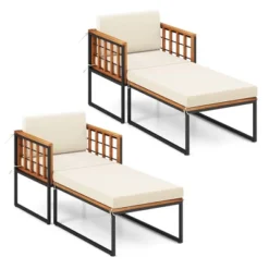 Tangkula 4PCS Outdoor Chaise Lounge Chair Acacia Wood Heavy Duty 1200 Lbs Weight Capacity -Tangkula Shop GUEST 88295fdc 4763 4e28 9ac4 ee3ac48c8f6e