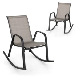 Tangkula Set Of 2 Metal Rocking Chair Heavy-Duty Rocker Outdoor Anti-Slip Brown Patio -Tangkula Shop GUEST 8867825d b024 4b16 a54d cb6a07b9b6a6
