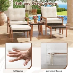 Tangkula 5 Pieces PE Rattan Patio Conversation Set Wicker Chairs With Square Coffee Table Ottomans & Soft Cushions 12 Tangkula 5 Pieces PE Rattan Patio Conversation Set Wicker Chairs With Square Coffee Table Ottomans & Soft Cushions -Tangkula Shop GUEST 88742d58 d7c0 4d9d b615 7b514727a88e