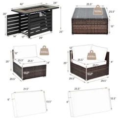 Tangkula 7PCS Patio Rattan Furniture Set 42" Fire Pit Table W/ Cover Cushioned -Tangkula Shop GUEST 8876e387 1dfd 4484 8914 d10e5d433182