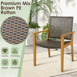 Tangkula Outdoor Rattan Chair Set Of 4 Patio PE Wicker Dining Chairs W/ Sturdy Acacia Wood Frame 15 Tangkula Outdoor Rattan Chair Set Of 4 Patio PE Wicker Dining Chairs W/ Sturdy Acacia Wood Frame -Tangkula Shop GUEST 88a985cb a924 43a7 8d9a 1cd7055e8921