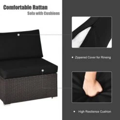 Tangkula 2PCS Patio Sectional Armless Sofas Outdoor Rattan Furniture Set W/ Cushions Black 17 Tangkula 2PCS Patio Sectional Armless Sofas Outdoor Rattan Furniture Set W/ Cushions Black -Tangkula Shop GUEST 895af801 f16f 422f a7d8 d65d37f08f11