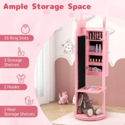 Tangkula Kids Jewelry Cabinet Standing Children Jewelry Organizer W/ Full-Length Mirror -Tangkula Shop GUEST 899f6c19 f738 4c50 ae96 7d1d60853ff4