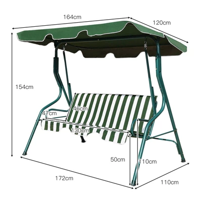 Tangkula 3-Seats Outdoor Glider Hammock With Adjustable Waterproof Canopy Aluminum Frame Patio Swing Chair 3 Tangkula 3-Seats Outdoor Glider Hammock With Adjustable Waterproof Canopy Aluminum Frame Patio Swing Chair - Image 3