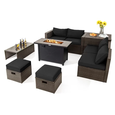 Tangkula 9-Piece Patio Sectional Set with 60,000 BTU Propane Fire Pit Table 10 Tangkula 9-Piece Patio Sectional Set with 60,000 BTU Propane Fire Pit Table - Image 10