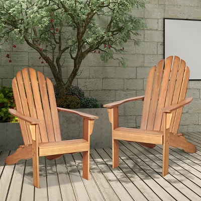 Tangkula 2PCS Classic Wooden Adirondack Chairs for Outdoor Patio & Garden 3 Tangkula 2PCS Classic Wooden Adirondack Chairs for Outdoor Patio & Garden - Image 3