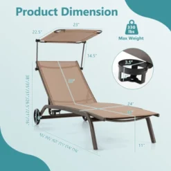 Tangkula Outdoor Chaise Lounge Chair with Adjustable Canopy & Wheels -Tangkula Shop GUEST 8a37338d 98ae 44f9 889a 045a342c4ee6