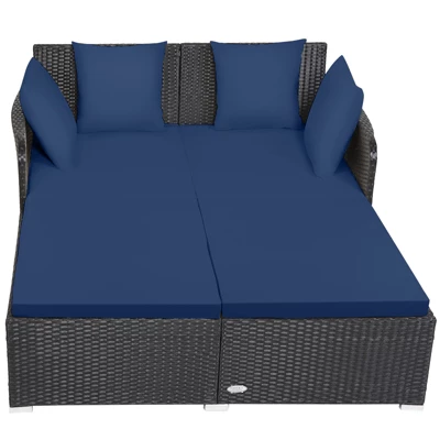 Tangkula Patio Rattan Daybed - Outdoor Cushioned Sofa with 4 Pillows 13 Tangkula Patio Rattan Daybed - Outdoor Cushioned Sofa with 4 Pillows - Image 13