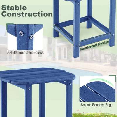Tangkula 2-Piece Weather-Resistant Adirondack Side Tables - Durable HDPE Navy 2 Tangkula 2-Piece Weather-Resistant Adirondack Side Tables - Durable HDPE Navy - Image 2