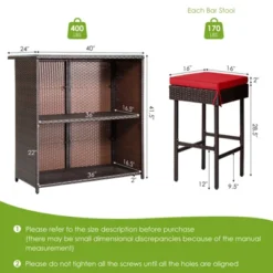 Tangkula 3-Piece Patio Wicker Rattan Bar Set with Shelved Table and Red Cushioned Stools 15 Tangkula 3-Piece Patio Wicker Rattan Bar Set with Shelved Table and Red Cushioned Stools -Tangkula Shop GUEST 8a94187d a845 4a05 9842 d408d69113ff 1