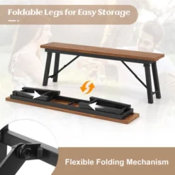 Tangkula Outdoor Folding Bench Set Of 2 55 Inches Long 2-3 Person Acacia Wood Backless Patio Dining Bench -Tangkula Shop GUEST 8ab75f80 507c 4f6c 8639 2012a392f6a9