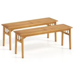 Tangkula 2 PCS Acacia Wood Outdoor Bench 48" Long Backless Wooden Picnic Bench W/ Slatted Seat 16 Tangkula 2 PCS Acacia Wood Outdoor Bench 48" Long Backless Wooden Picnic Bench W/ Slatted Seat -Tangkula Shop GUEST 8acea57a e802 4804 9a83 1b5a42fec8f2