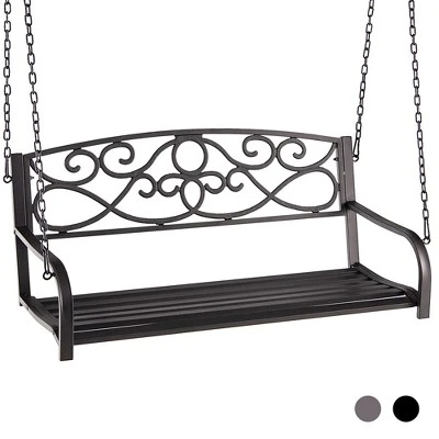 Tangkula Patio Hanging Porch Swing Outdoor 2-Person Metal Swing Bench Chair W/ Chains 9 Tangkula Patio Hanging Porch Swing Outdoor 2-Person Metal Swing Bench Chair W/ Chains - Image 9
