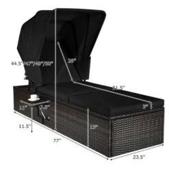 Tangkula Rattan Patio Chaise Lounge Chair W/ Adjustable Canopy Black Cushion 17 Tangkula Rattan Patio Chaise Lounge Chair W/ Adjustable Canopy Black Cushion -Tangkula Shop GUEST 8b228662 2e36 46f4 b677 a2b26047126f