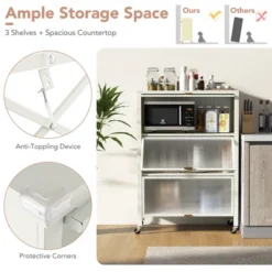 Tangkula 4-Tier Kitchen Bakers Rack Microwave Stand W/ Flip Doors Universal Wheels White 18 Tangkula 4-Tier Kitchen Bakers Rack Microwave Stand W/ Flip Doors Universal Wheels White -Tangkula Shop GUEST 8b24c6a3 662c 4164 8fd5 38601b63e6fe