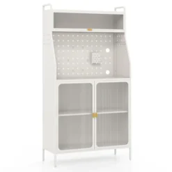 Tangkula 5-Tier Metal Baker's Rack Kitchen Pantry Cabinet W/ See-through Flip-up Door Pegboard Adjustable Shelf White 15 Tangkula 5-Tier Metal Baker's Rack Kitchen Pantry Cabinet W/ See-through Flip-up Door Pegboard Adjustable Shelf White -Tangkula Shop GUEST 8b392e54 2112 4d2b 995b 85cdac01712b