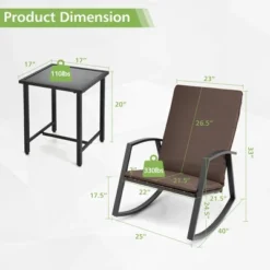 Tangkula 3PCS Rattan Bistro Rocking Chair Set Patio Furniture Set W/ Cushions -Tangkula Shop GUEST 8b40c279 e271 4b9b 9a79 fe2f4a190c8a