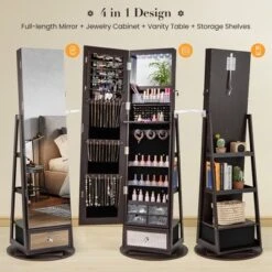 Tangkula 360° Swivel Jewelry Cabinet W/ Mirror Jewelry Storage Organizer Built-in Lights Dark Brown 17 Tangkula 360° Swivel Jewelry Cabinet W/ Mirror Jewelry Storage Organizer Built-in Lights Dark Brown -Tangkula Shop GUEST 8b94d613 ec73 49b3 9fc2 a5eef7910cf8